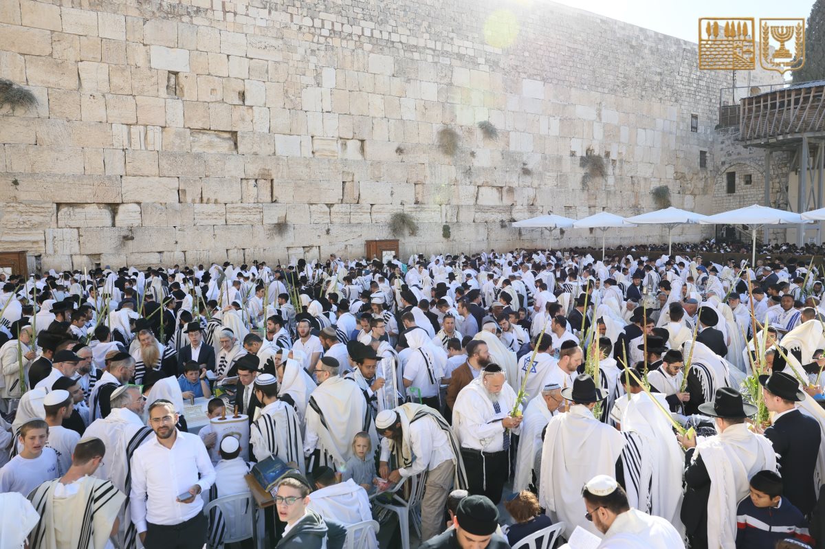 ברכת כהנים בחג הסוכות בכותל המערבי. צילום: הקרן למורשת הכותל המערבי