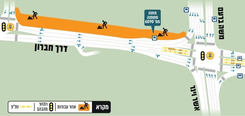 מפת העבודות בדרך חברון. הפקה: עיריית ירושלים