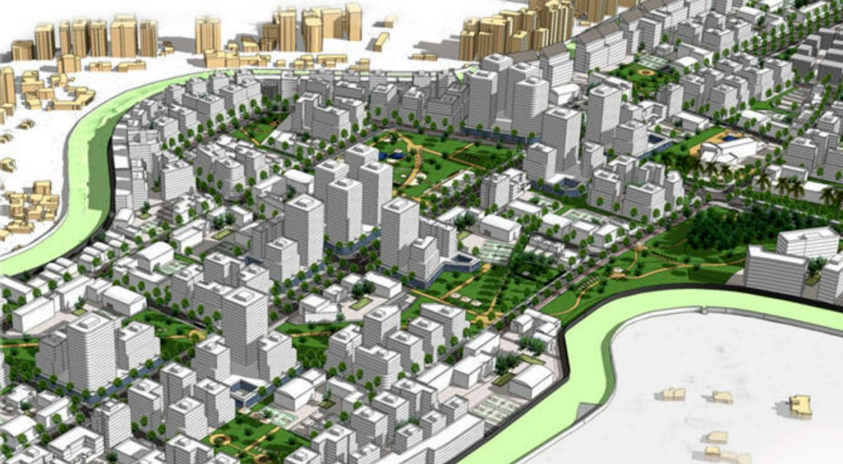 הדמיית התוכנית לשכונה חרדית באזור התעשייה עטרות, מזרח ירושלים (הדמיה: יובל קדמון אדריכלים)