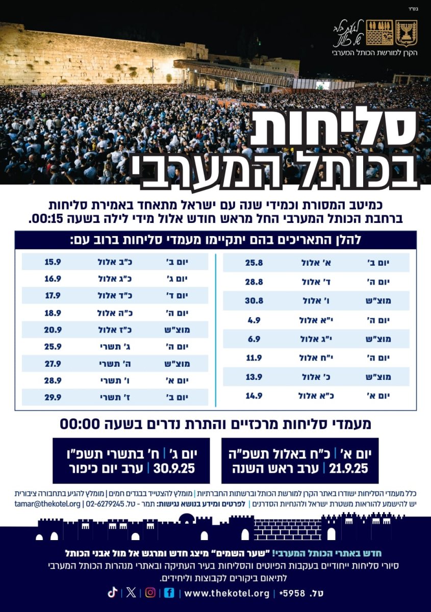מועדי הסליחות המרכזיים