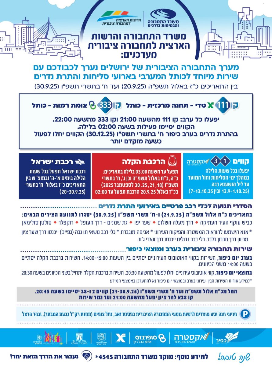 מודעת הפרסום של משרד התחבורה
