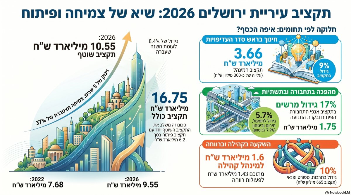 התקציב של עיריית ירושלים | אינפוגרפיקה: ירושלים החרדית