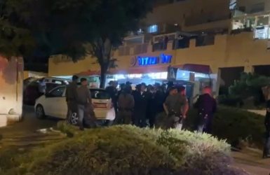 המפגינים ליד ביתו של קצין המשטרה | מתוך הסרטון (מקור: שילה פריד)