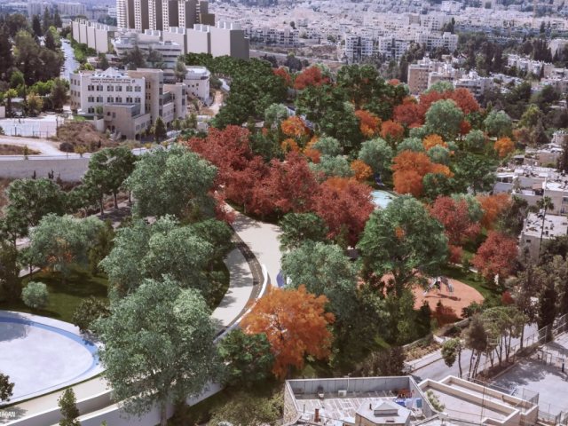 הפארק החדש מעל כביש בגין. הדמיה: קולקר קולקר אפשטיין אדריכלים ודגנס הדמיות