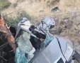 הרכב המרוסק בזירת התאונה